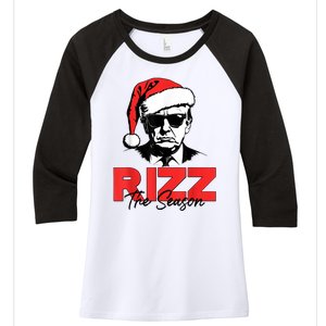 Rizz The Season Christmas Humorous Trump 2024 Santa Rizzler Women's Tri-Blend 3/4-Sleeve Raglan Shirt