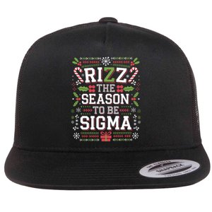 Rizz The Season To Be Sigma Gen Alpha Xmas Santa Christmas Flat Bill Trucker Hat