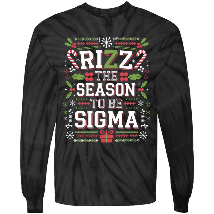 Rizz The Season To Be Sigma Gen Alpha Xmas Santa Christmas Tie-Dye Long Sleeve Shirt