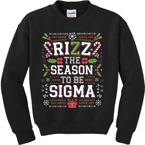 Rizz The Season To Be Sigma Gen Alpha Xmas Santa Christmas Kids Sweatshirt