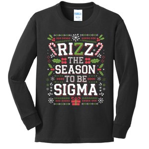 Rizz The Season To Be Sigma Gen Alpha Xmas Santa Christmas Kids Long Sleeve Shirt