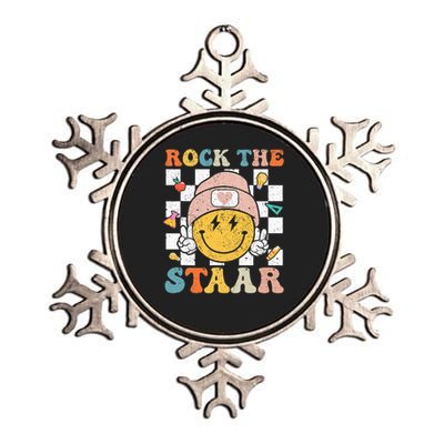 Rock The Staar Test Testing Day Smile Face Teacher  Metallic Star Ornament