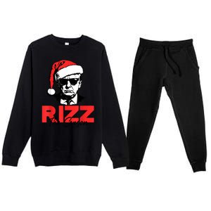 Rizz The Season Christmas Humorous Trump 2024 Santa Rizzler Premium Crewneck Sweatsuit Set