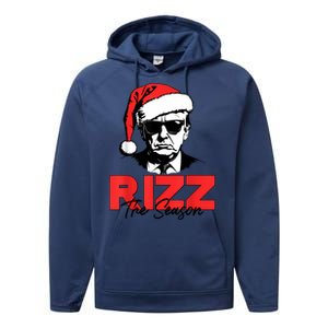 Rizz The Season Christmas Humorous Trump 2024 Santa Rizzler Performance Fleece Hoodie