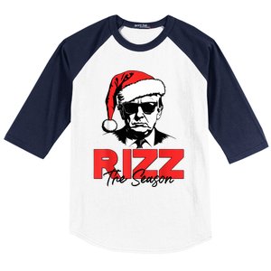 Rizz The Season Christmas Humorous Trump 2024 Santa Rizzler Baseball Sleeve Shirt