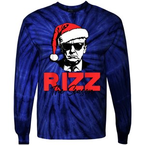 Rizz The Season Christmas Humorous Trump 2024 Santa Rizzler Tie-Dye Long Sleeve Shirt