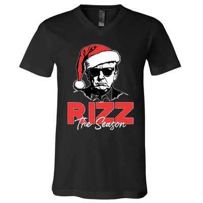 Rizz The Season Christmas Holiday Xmas Donald Trump President V-Neck T-Shirt