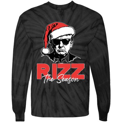 Rizz The Season Christmas Holiday Xmas Donald Trump President Tie-Dye Long Sleeve Shirt