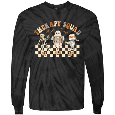 Retro Therapy Squad Slp Ot Pt Team Halloween Speech Physical Tie-Dye Long Sleeve Shirt