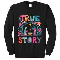 Retro True Story Christmas Nativity Scene Jesus Cross Xmas Sweatshirt