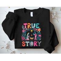 Retro True Story Christmas Nativity Scene Jesus Cross Xmas Sweatshirt