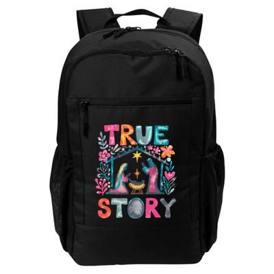 Retro True Story Christmas Nativity Scene Jesus Cross Xmas Backpack