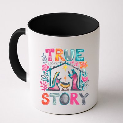 Retro True Story Christmas Nativity Scene Jesus Cross Xmas Mug