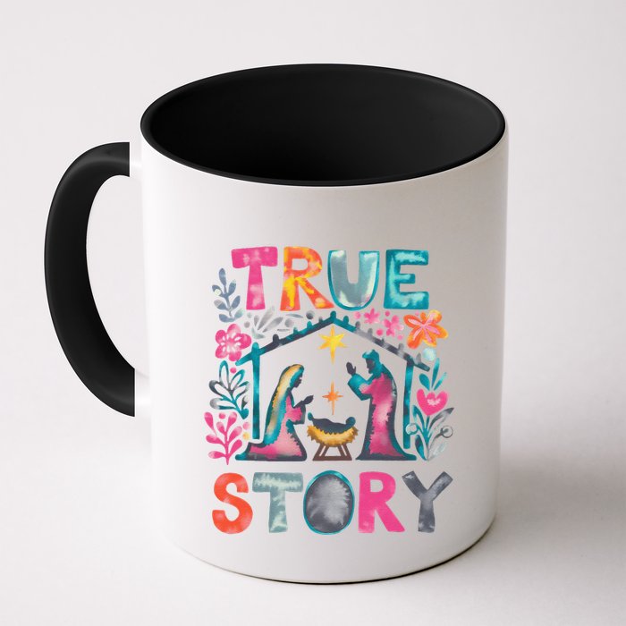 Retro True Story Christmas Nativity Scene Jesus Cross Xmas Mug