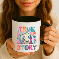 Retro True Story Christmas Nativity Scene Jesus Cross Xmas Mug