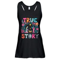 Retro True Story Christmas Nativity Scene Jesus Cross Xmas Ladies Essential Flowy Tank