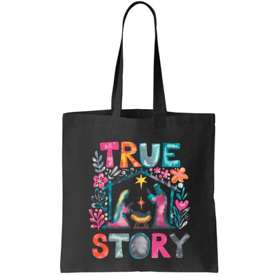 Retro True Story Christmas Nativity Scene Jesus Cross Xmas Bag