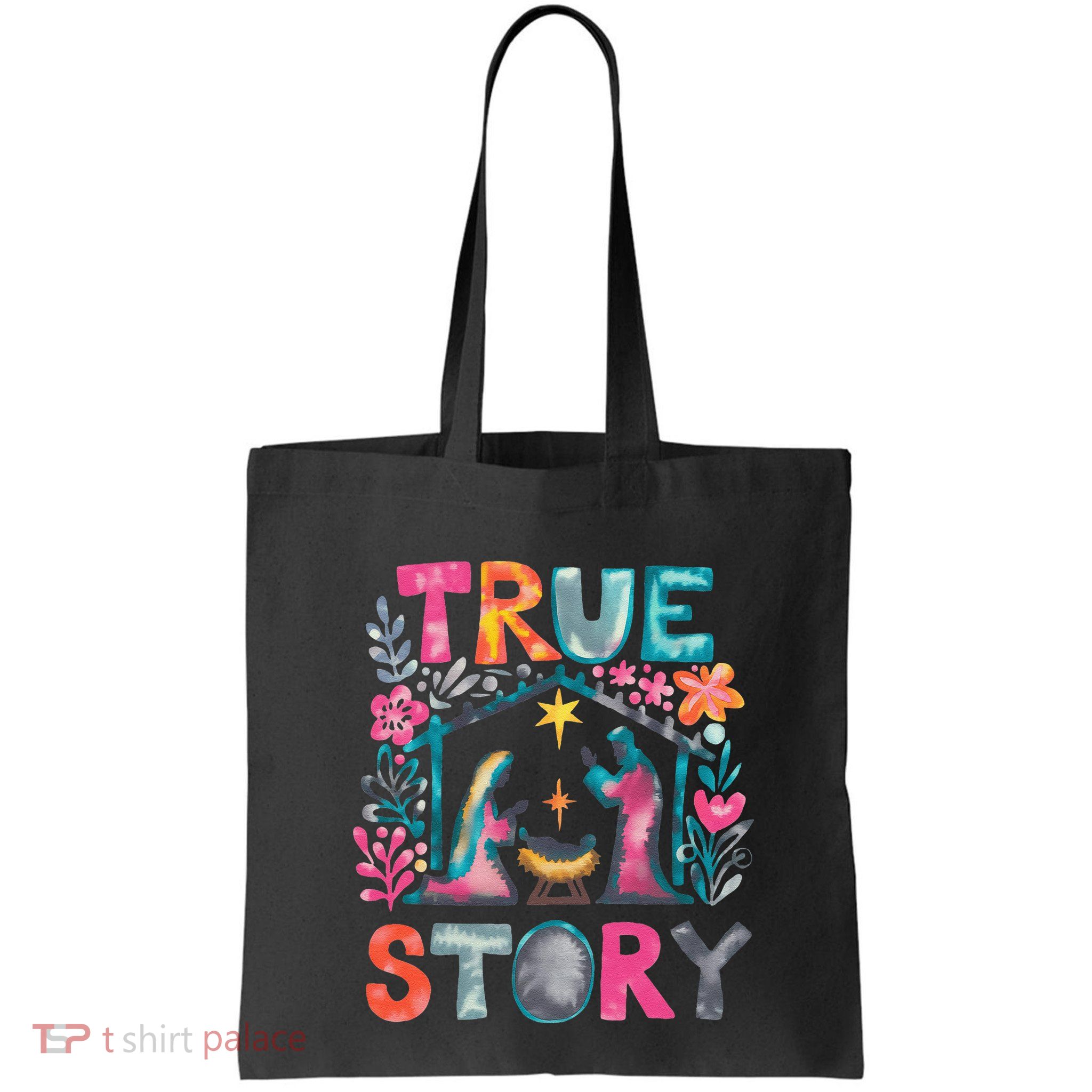 Retro True Story Christmas Nativity Scene Jesus Cross Xmas Bag