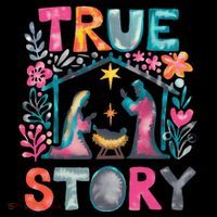 Retro True Story Christmas Nativity Scene Jesus Cross Xmas Premium T-Shirt