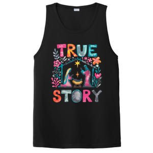 Retro True Story Christmas Nativity Scene Jesus Cross Xmas PosiCharge Competitor Tank