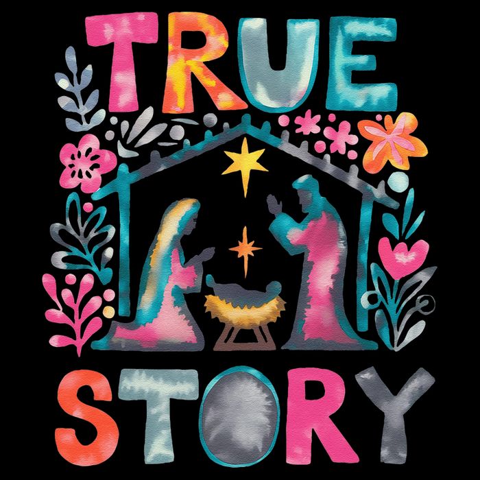 Retro True Story Christmas Nativity Scene Jesus Cross Xmas Toddler Sweatshirt
