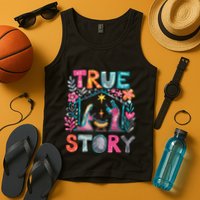 Retro True Story Christmas Nativity Scene Jesus Cross Xmas Tank Top