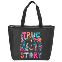 Retro True Story Christmas Nativity Scene Jesus Cross Xmas Zip Tote Bag