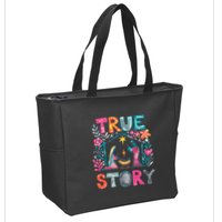 Retro True Story Christmas Nativity Scene Jesus Cross Xmas Zip Tote Bag
