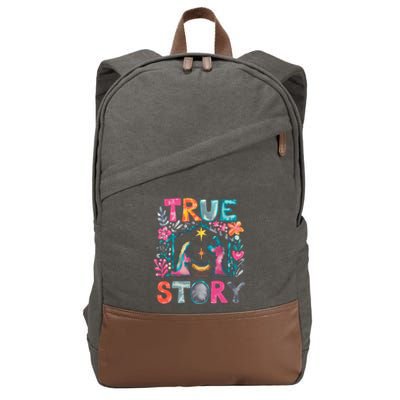Retro True Story Christmas Nativity Scene Jesus Cross Xmas Cotton Canvas Backpack