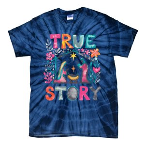 Retro True Story Christmas Nativity Scene Jesus Cross Xmas Tie-Dye T-Shirt