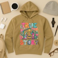 Retro True Story Christmas Nativity Scene Jesus Cross Xmas Hoodie