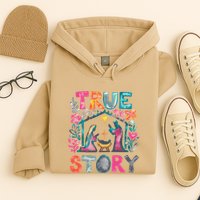 Retro True Story Christmas Nativity Scene Jesus Cross Xmas Hoodie