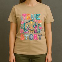 Retro True Story Christmas Nativity Scene Jesus Cross Xmas T-Shirt