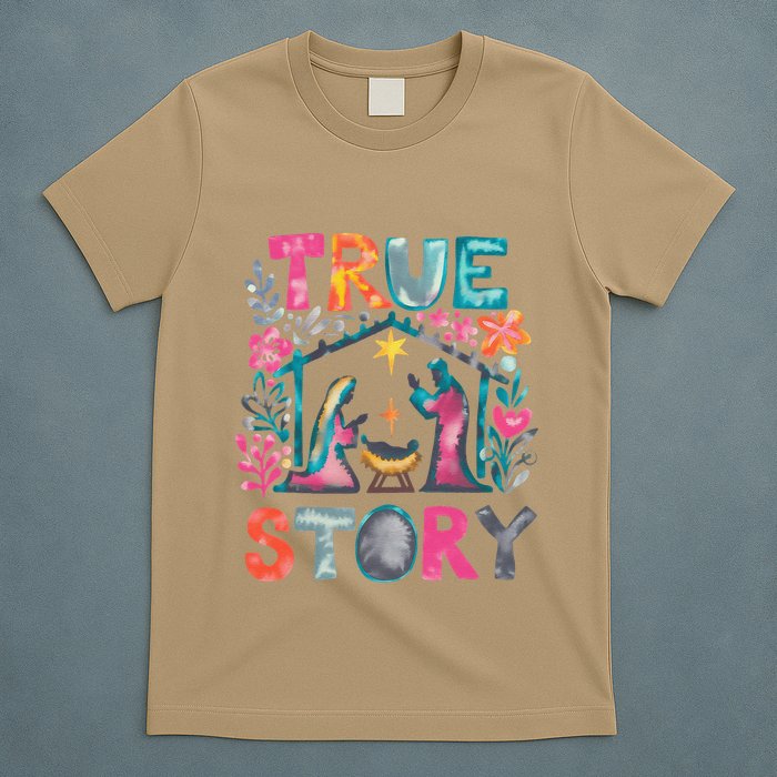 Retro True Story Christmas Nativity Scene Jesus Cross Xmas T-Shirt