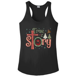 Retro True Story Jesus Christmas Nativity Scene Christian Gift Ladies PosiCharge Competitor Racerback Tank