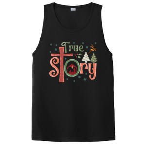 Retro True Story Jesus Christmas Nativity Scene Christian Gift PosiCharge Competitor Tank