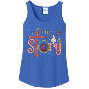 Retro True Story Jesus Christmas Nativity Scene Christian Gift Ladies Essential Tank