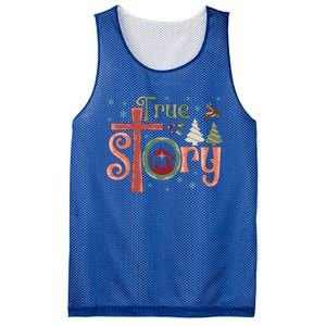 Retro True Story Jesus Christmas Nativity Scene Christian Gift Mesh Reversible Basketball Jersey Tank