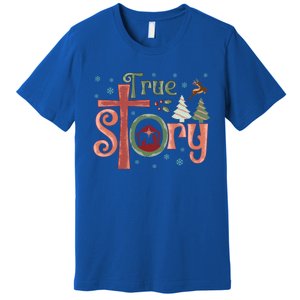 Retro True Story Jesus Christmas Nativity Scene Christian Gift Premium T-Shirt