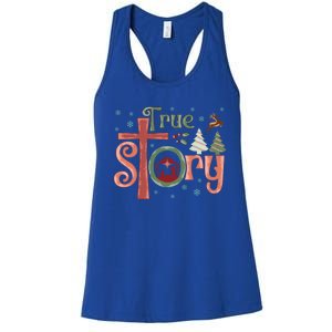 Retro True Story Jesus Christmas Nativity Scene Christian Gift Women's Racerback Tank