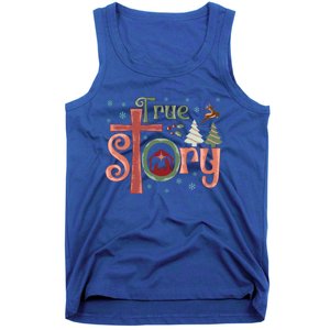 Retro True Story Jesus Christmas Nativity Scene Christian Gift Tank Top