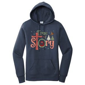 Retro True Story Jesus Christmas Nativity Scene Christian Gift Women's Pullover Hoodie