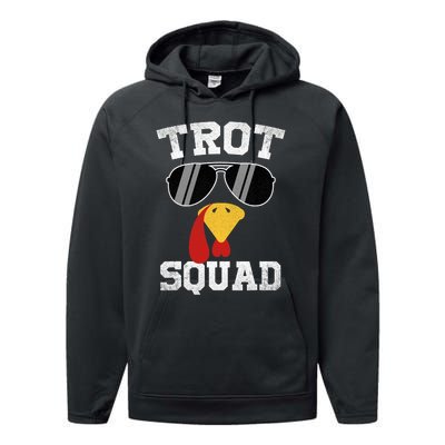 Running Turkey Sunglasses Trot Squad Thanksgiving Performance Fleece Hoodie