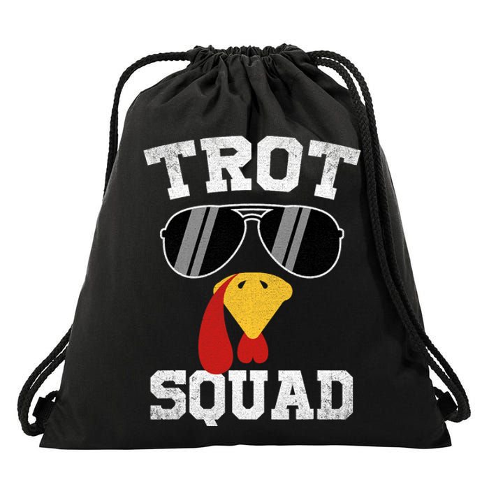 Running Turkey Sunglasses Trot Squad Thanksgiving Drawstring Bag