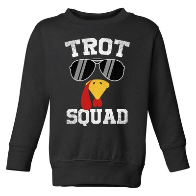 Running Turkey Sunglasses Trot Squad Thanksgiving Toddler Sweatshirt