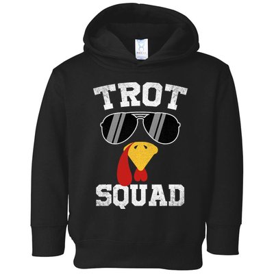 Running Turkey Sunglasses Trot Squad Thanksgiving Toddler Hoodie