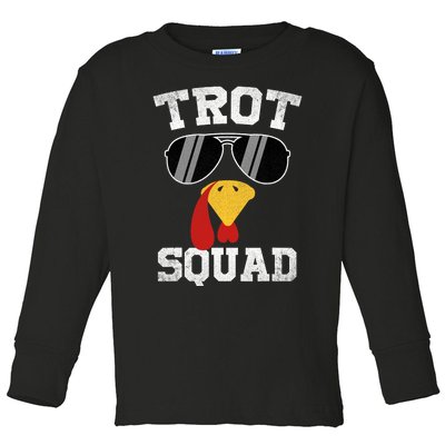 Running Turkey Sunglasses Trot Squad Thanksgiving Toddler Long Sleeve Shirt