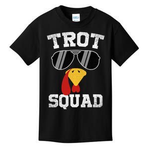 Running Turkey Sunglasses Trot Squad Thanksgiving Kids T-Shirt