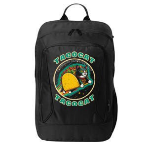 Retro Tacocat Spelled Backward Is Tacocat Funny Cat  City Backpack