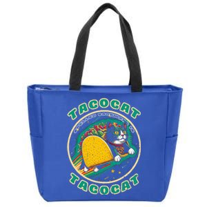 Retro Tacocat Spelled Backward Is Tacocat Funny Cat  Zip Tote Bag